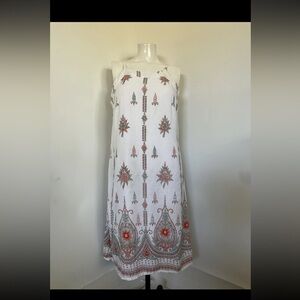 Floral White Sleeveless Dress